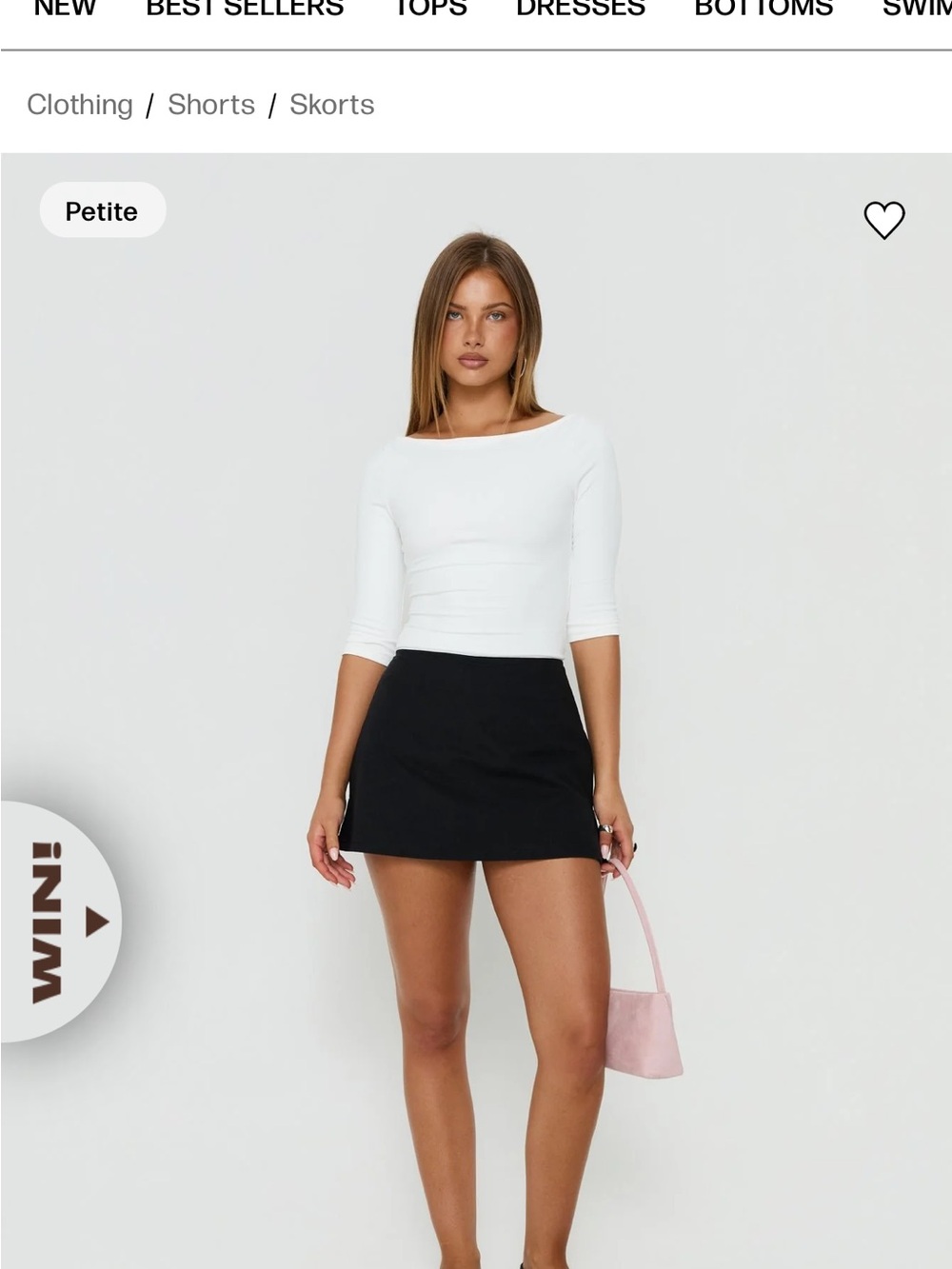 NWT Princess Polly GiGi Black Mini Skort PETITE